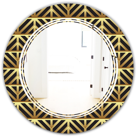 Designart Golden Luxury Metallic Geometrics XIV Modern Round Wall Mirror