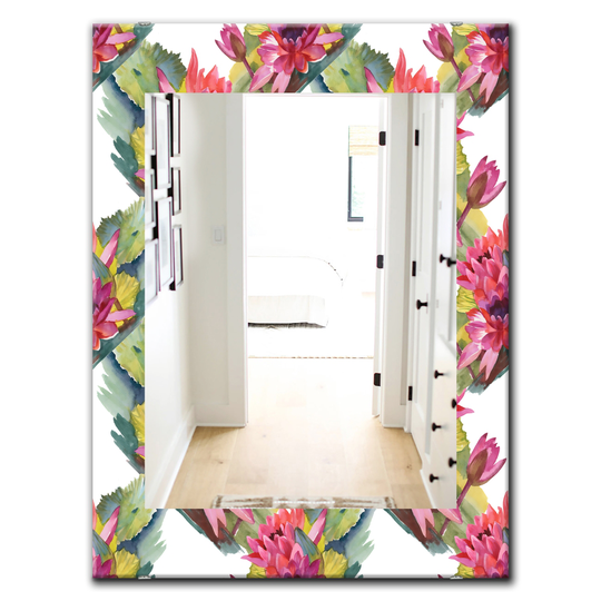 Designart Canada 23.6-in W x 35.4-in L Rectangle Pink Blossom Traditional Polished Wall Mirror