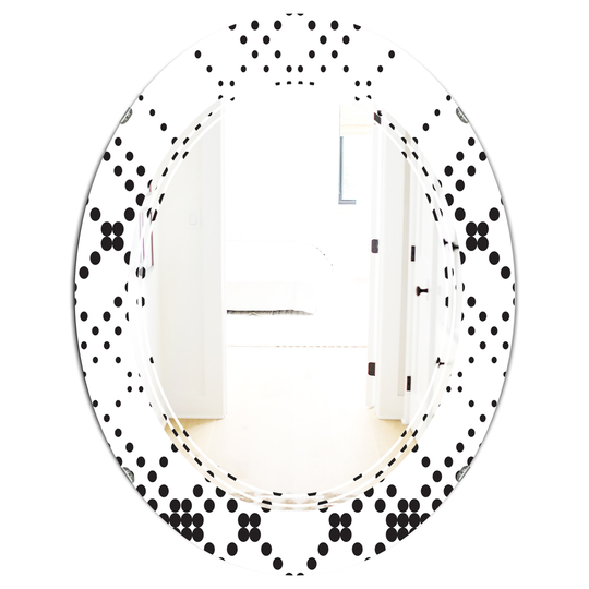 Designart 31.5-in L x 23.7-in W White Oval Retro Geometrical Abstract Minimal Pattern IX Polished Wall Mirror