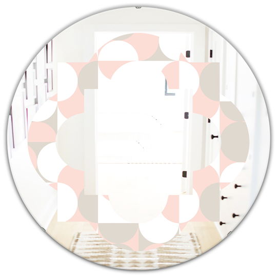Designart Pink 24-in Round Retro Circular Pattern III Polished Wall Mirror
