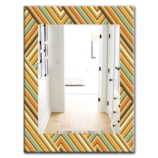 Designart Canada 35.4-in L x 23.6-in W Rectangle Retro Square Waves Polished Wall Mirror