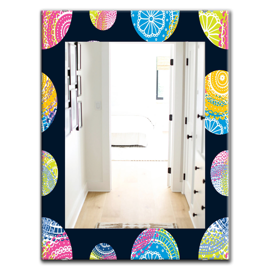 Designart Canada 35.4-in L x 23.6-in W Rectangle Lace Patterned Circles Polished Wall Mirror
