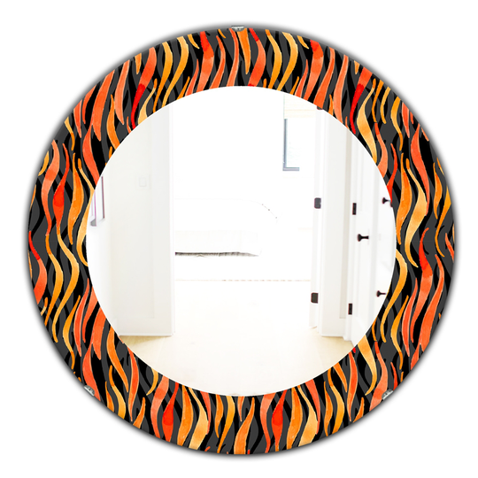 Designart 24-in x 24-in Black Fire Flame Pattern Modern Mirror