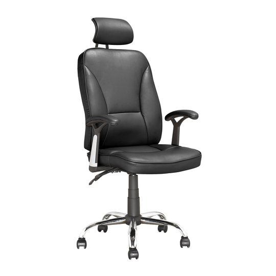 CorLiving 22.00-in x 19.00-in Black Leatherette Reclining Executive Office Chair