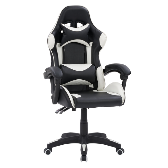 CorLiving Ravagers Black and White Contemporary Ergonomic Adjustable Height Swivel Headrest Chair