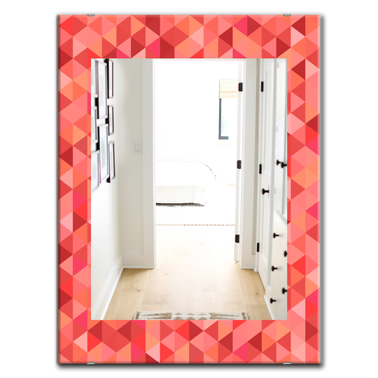 Designart Canada 35.4-in L x 23.6-in W Rectangle Pink Spheres Polished Wall Mirror