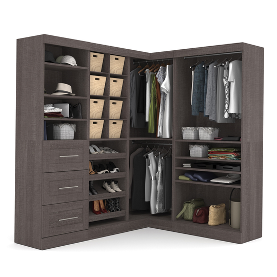 Bestar Pur 83-in Bark Grey Closet Organizer