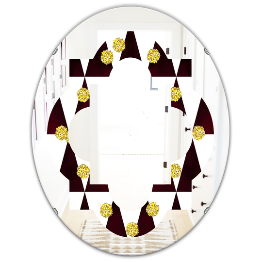 Designart 31.5-in x 23.7-in Gold Polka Dot Pattern II Modern Oval Mirror in Black