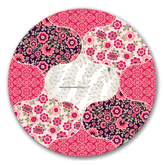 Designart Patchwork Round 24-in L x 24-in W Polished Mid-Century Pink Wall Mounted Mirror