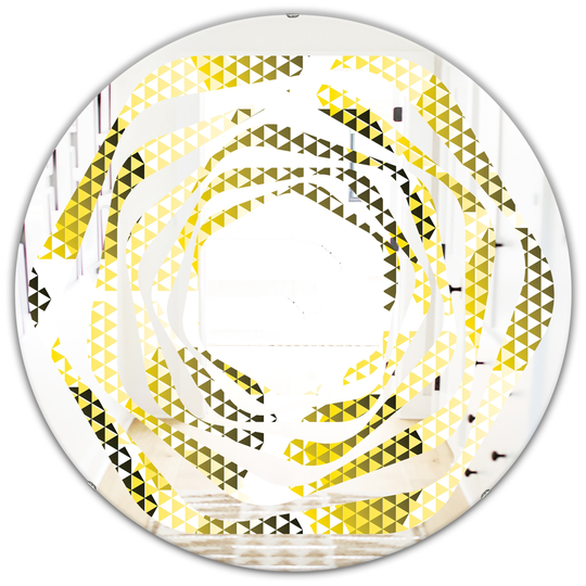 Designart 24-in x 24-in Retro Hexagon Pattern XI Modern Round Mirror in Yellow