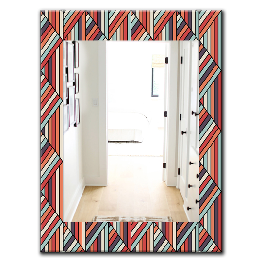 Designart 35.4-in x 23.6-in Red Geometric Pattern in Op Art Design Modern Mirror