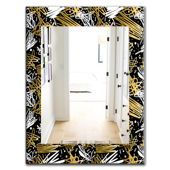 Designart 35.4-in x 23.6-in Black Obsidian Impressions Modern Mirror