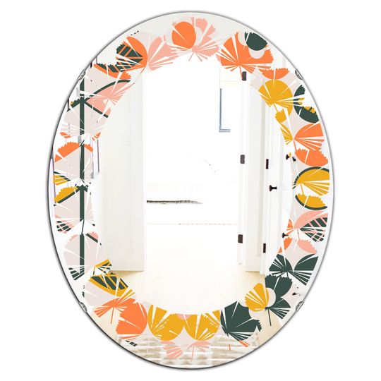 Designart Oval 31.5-in L x 23.7-in W Multicolour Botanical Retro Design II Polished Wall Mirror