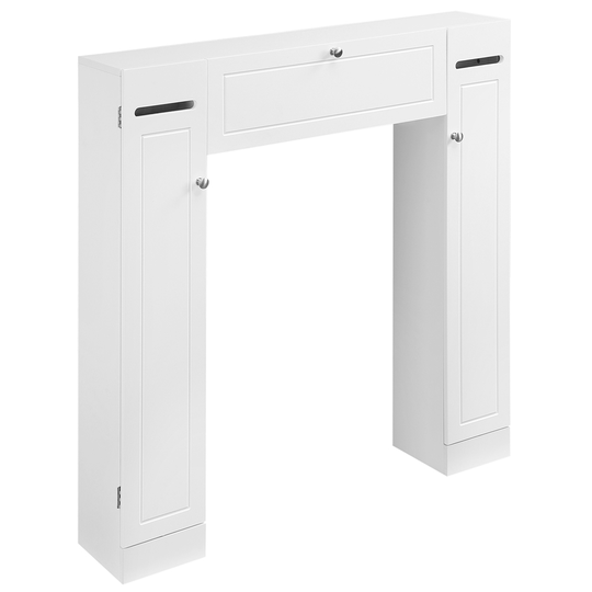 Kleankin 39-in W x 40.75-in H x 7.5-in D White MDF Freestanding Bathroom Cabinet with 10 compartments