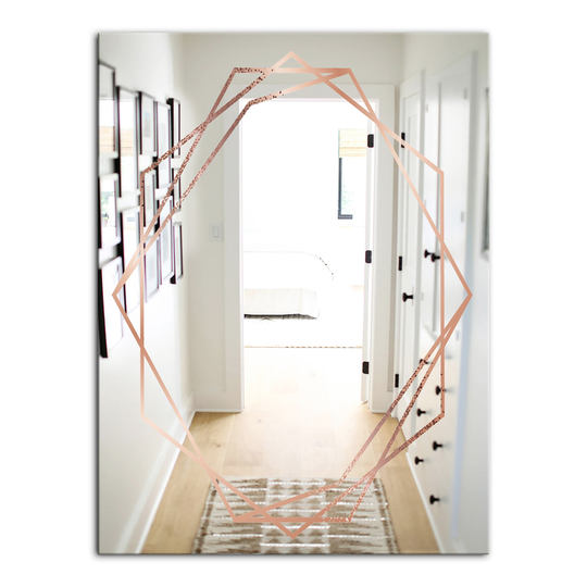 Designart Copper Minimal 8 Rectangular 35.4-in L x 23.6-in W Polished Glam Gold Wall Mounted Mirror