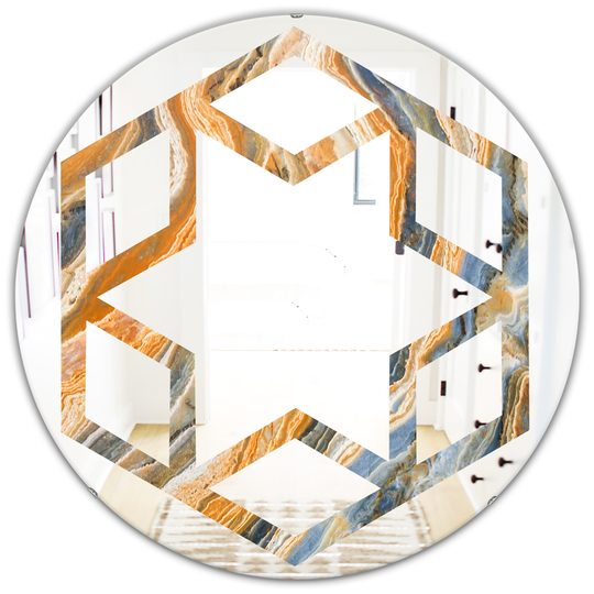 Designart Canada 24-in W x 24-in L Round Multicolour Marbled Geode Polished Wall Mirror