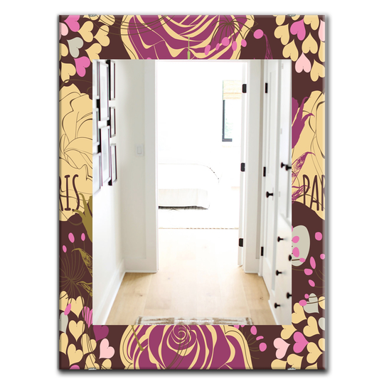 Designart Canada 35.4-in L x 23.6-in W Rectangle Retro Roses Polished Wall Mirror