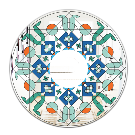 Designart Shades of Green Glass Round 24-in L x 24-in W Polished Mid-Century Wall Mounted Mirror