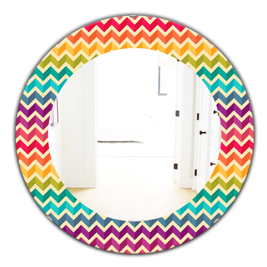 Designart 24-in x 24-in Yellow/Gold Geometric Pattern with Zigzags Bohemian and Eclectic Mirror