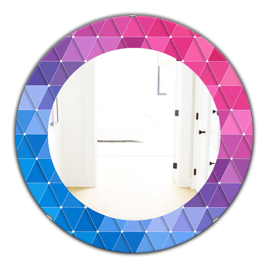 Designart Blue Triangular Colourfields Modern Mirror - 24-in x 24-in
