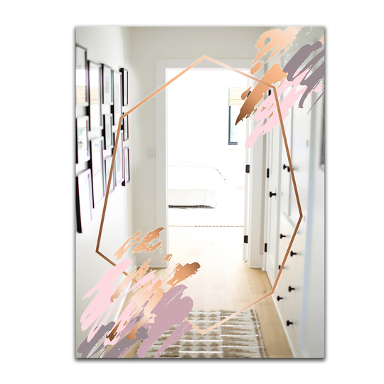 Designart Copper Minimal 2 Rectangular 35.4-in L x 23.6-in W Polished Glam Gold Wall Mounted Mirror