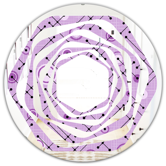 Designart Purple 24-in Round 1950 Retro Pattern III Polished Wall Mirror