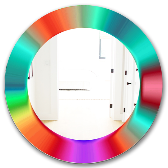 Designart Canada 24-in L x 24-in W Round Multicolour Rainbow Polished Wall Mirror