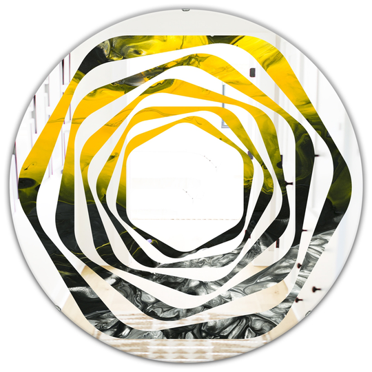 Designart Canada 24-in W x 24-in L Round Yellow Marble Modern Polished Wall Mirror