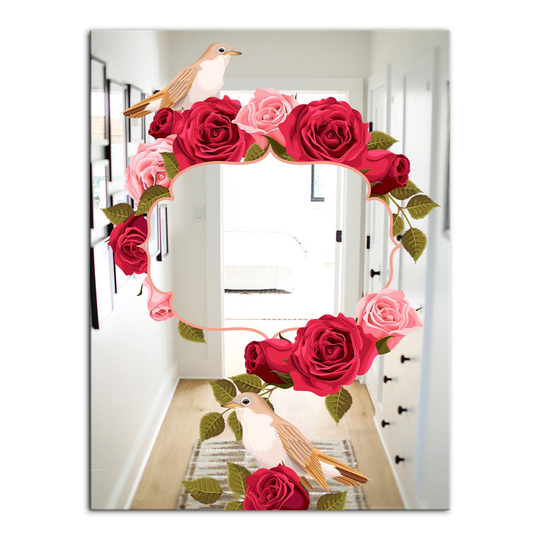 Designart Garland Sweet 8 Rectangular 35.4-in L x 23.6-in W Polished Farmhouse Red Wall Mounted Mirror