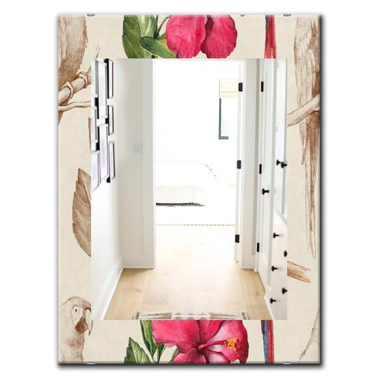 Designart Canada 23.6-in W x 35.4-in L Rectangle Pink Blossom Bohemian Polished Wall Mirror