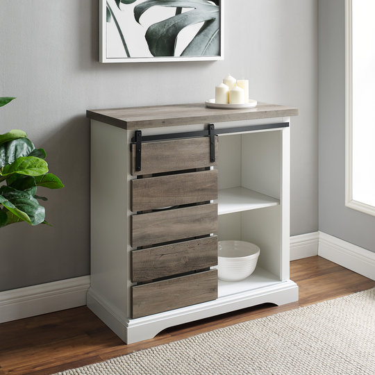 Walker Edison Farmhouse TV Cabinet - 32-in x 32-in - White/Grey
