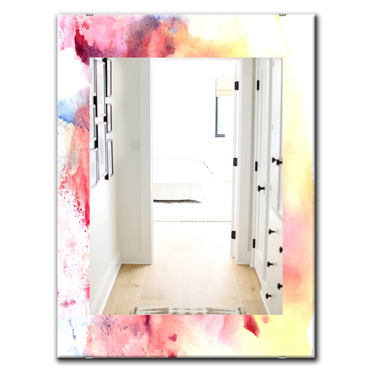 Designart 35.4-in x 23.6-in Pink Abstract Mirror