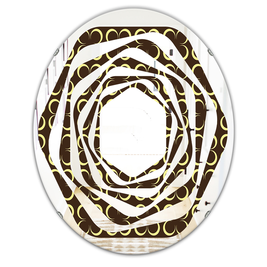 Designart 31.5-in L x 23.7-in W Oval Brown Floral Retro Pattern II Polished Wall Mirror
