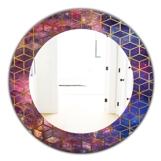 Designart Canada 24-in L x 24-in W Round Capital Gold Honeycomb Polished Wall Mirror