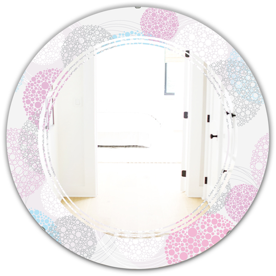 Designart Circular Abstract Retro Geometric III Round 24-in L x 24-in W Modern Polished Grey Wall Mounted Mirror