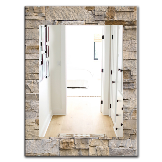 Designart 35.4-in x 23.6-in Yellow/Gold Stone Modern Mirror
