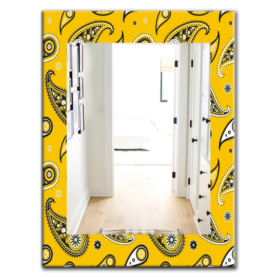 Designart 35.4-in x 23.6-in Moods Bohemian/Eclectic Mirror in Yellow/Gold