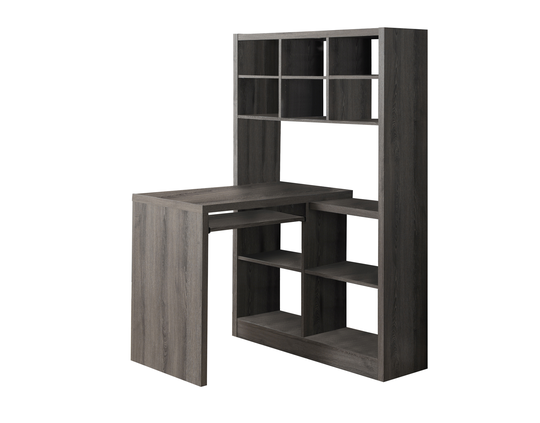 Monarch Specialties Monarch 35.5-in x 60-in Dark Taupe Left or Right Side Shelf Desk