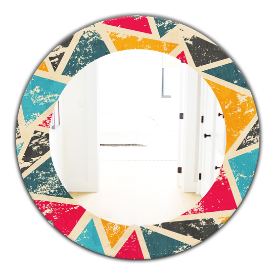 Designart Canada 24-in W x 24-in L Round Triangular Colourfields Polished Wall Mirror