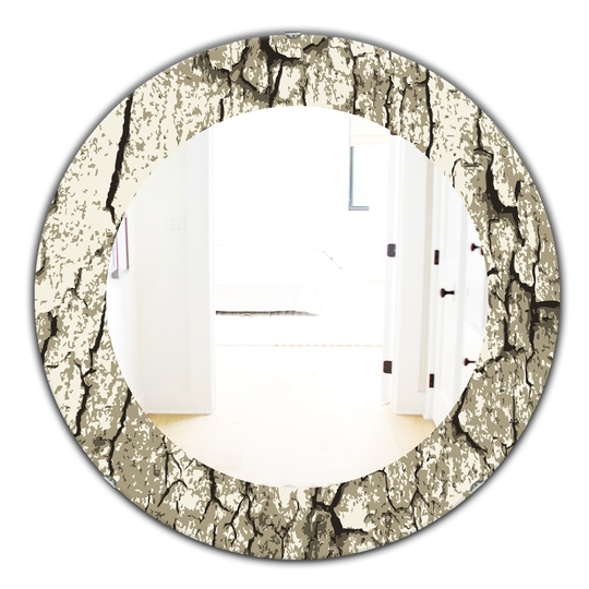 Designart Canada 24-in L x 24-in W Round Vintage Tree Bark Polished Wall Mirror