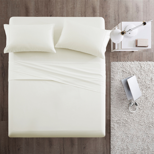 Marina Decoration King Ivory Cotton Bed Sheets - 4-Piece