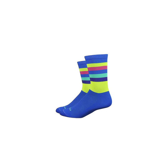 Defeet Aireator 6"Maverick Socks - S} - Blue-Yellow