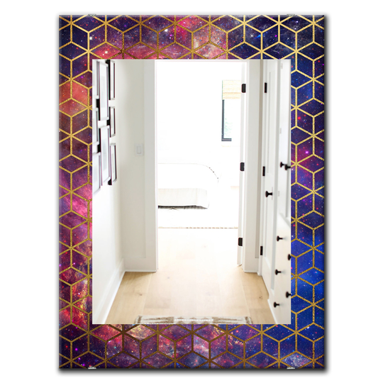 Designart Canada 35.4-in L x 23.6-in W Rectangle Capital Gold Honeycomb Polished Wall Mirror