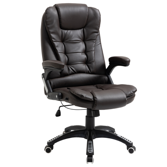 Vinsetto Brown Contemporary Ergonomic Adjustable Height Swivel High Back Faux Leather Executive Chair