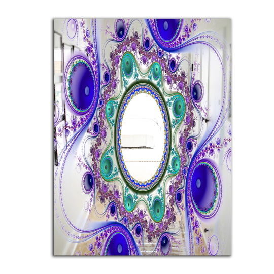 Designart Circles & Curves II Rectangular 35.4-in L x 23.6-in W Polished Modern Green Wall Mounted Mirror