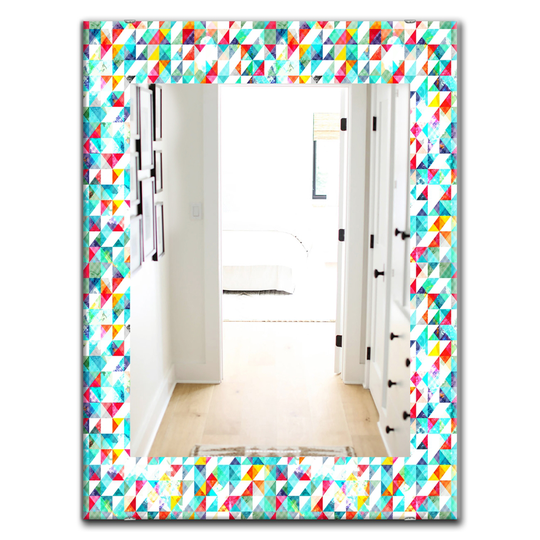 Designart 35.4-in x 23.6-in Blue Triangular Colourfields Modern Mirror