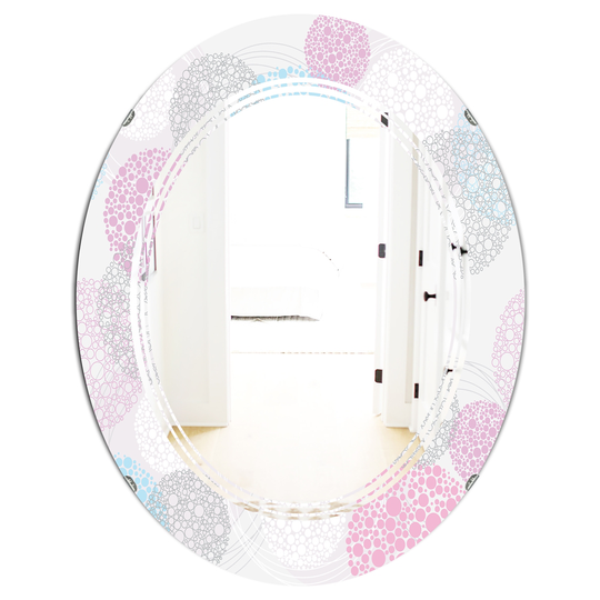 Designart Circular Modern Abstract Retro Geometric III Oval 31.5-in L x 23.7-in W Polished Grey Wall Mounted Mirror