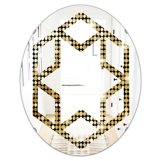 Designart 31.5-in x 23.7-in Abstract Gold Mosaic/Modern/Oval Wall Mirror