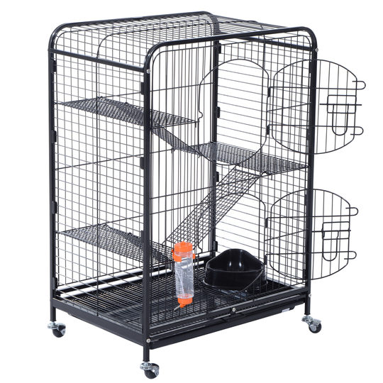 Pawhut 2.1-ft x 1.44-ft x 3.06-ft Black Metal Small Pet Crate