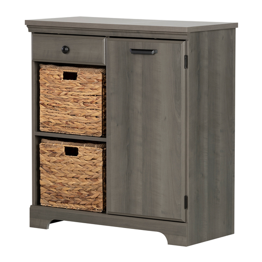 South Shore Furniture Versa 1-Door Storage Cabinet - 3 Shelves - Gray Maple